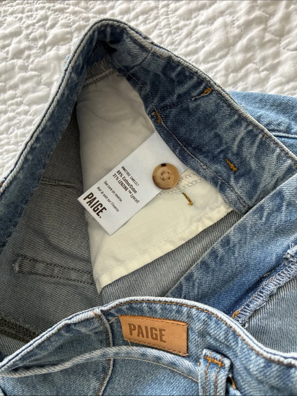 Paige Annessa Drawstring High Waist Denim Shorts 25 - Picture 4 of 5